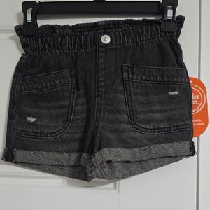 NWT Black Denim Shorts with Distressed Details